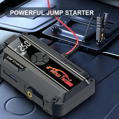 12V Car Jump Starter 4 In 1 Car Wireless Tire Inflator Pump Air Compressor Power Bank Potable Battery Starting Fast Charging