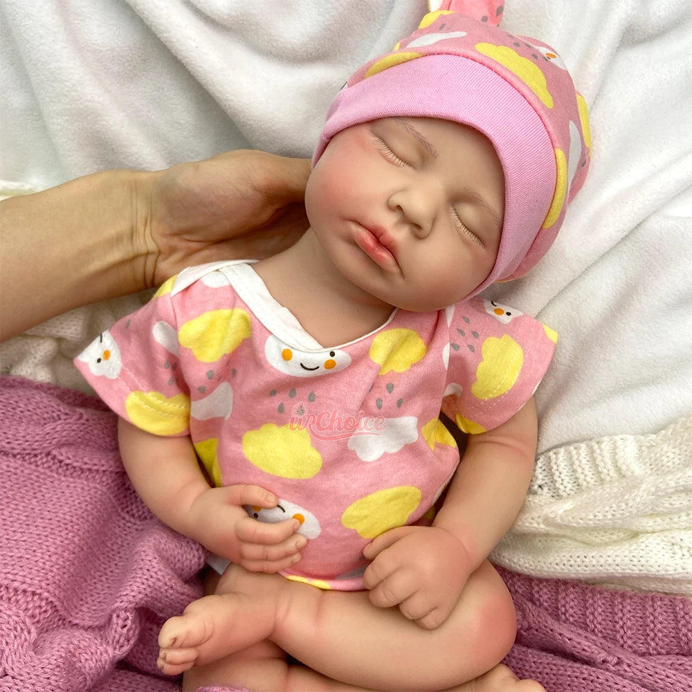 50cm Open Mouth Doll Soft Lifelike Silicone Reborn Baby Girl/Boy Loulou Waterproof Baby 3D Skin Doll Gift for Dementia Patients