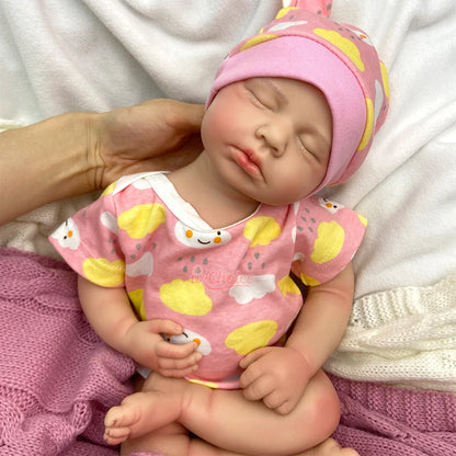 50cm Open Mouth Doll Soft Lifelike Silicone Reborn Baby Girl/Boy Loulou Waterproof Baby 3D Skin Doll Gift for Dementia Patients