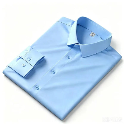 Black shirt men's long sleeved non ironing and wrinkle resistant solid color business casual men's spring shirt size