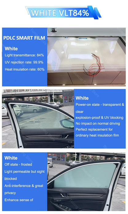 Automotive PDLC Smart Film for Car Windows | Switchable Privacy Glass Tint | Electric Smart Tint Film
