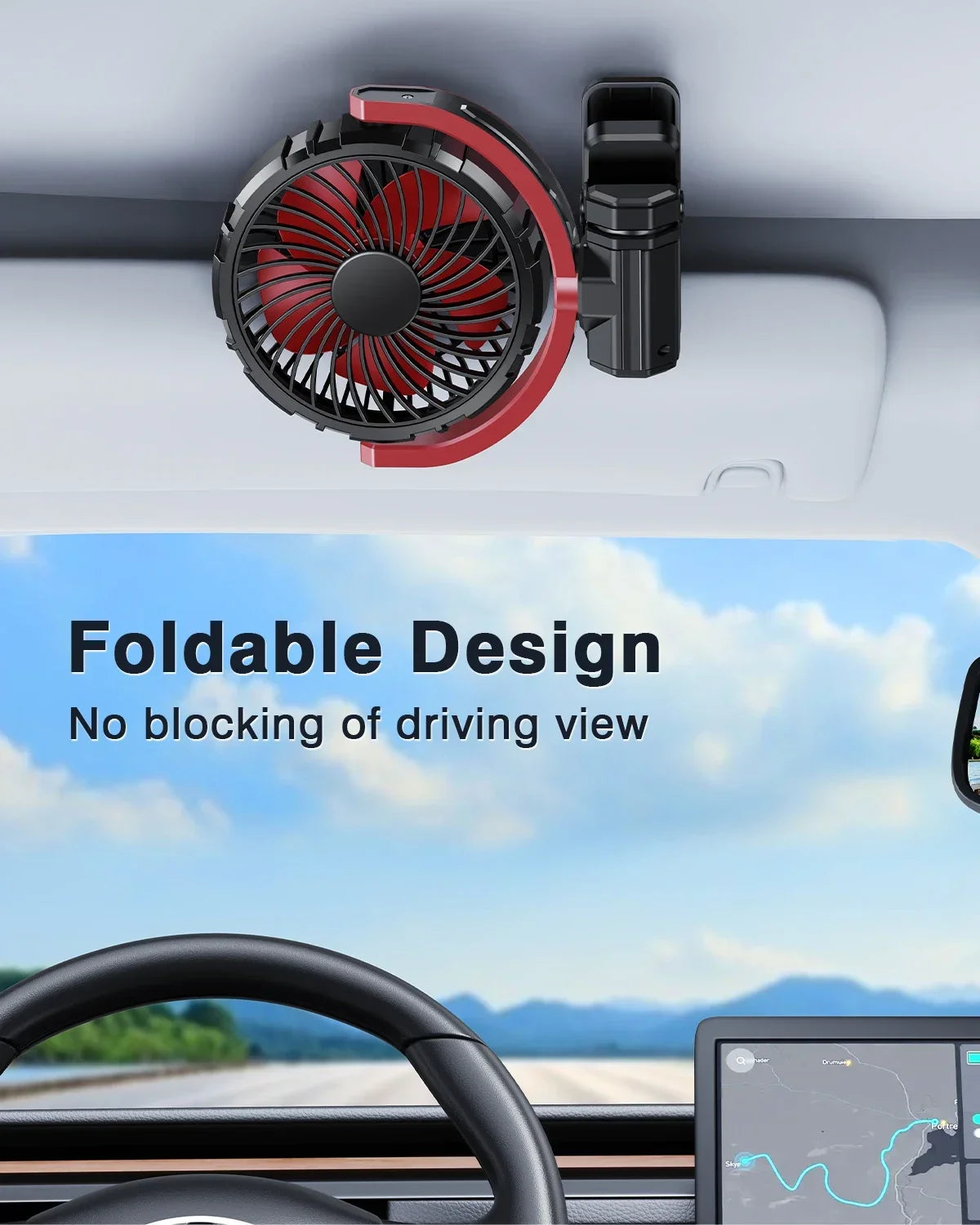 Portable Car Clip on Fan 2000mAh Battery Rotate 5V USB Rechargeable Mini Cooler Fan Car Electronic