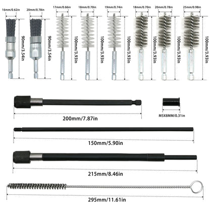 19Pcs Cylinder Heads Cleaning Kit Diesel Injector Seat Brush Tool Rust Resistant Sturdy Universal Fit for Vehicle Maintenance