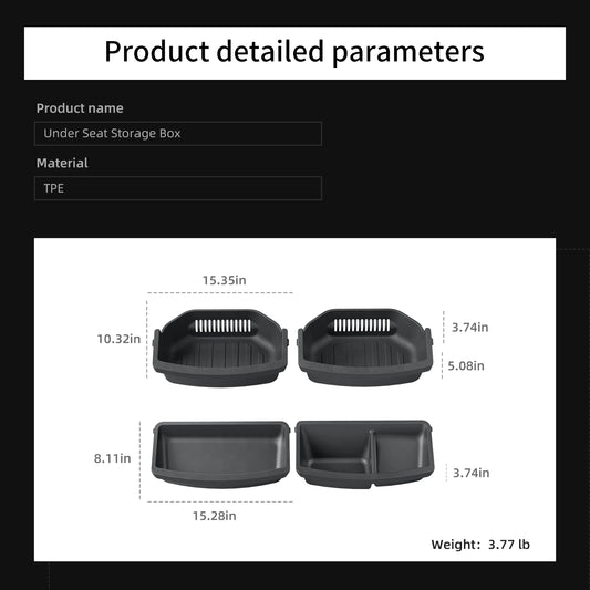 for Tesla Model YL 2025 2026 Car First Row Under Seat Front Rear Storage Box Drawer Type TPE Car Tray Organizer Accessories