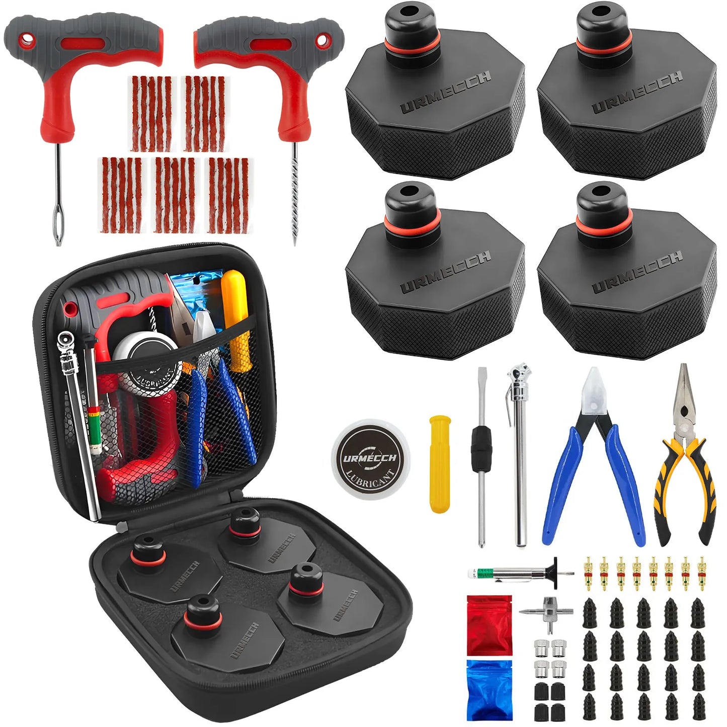 For Mach E Jack Pad with Tire Repair Tool Rubber Jack Puck for Ford Mustang 2024 2023 2022 2021 Tire Puncture Plug Needle Pliers