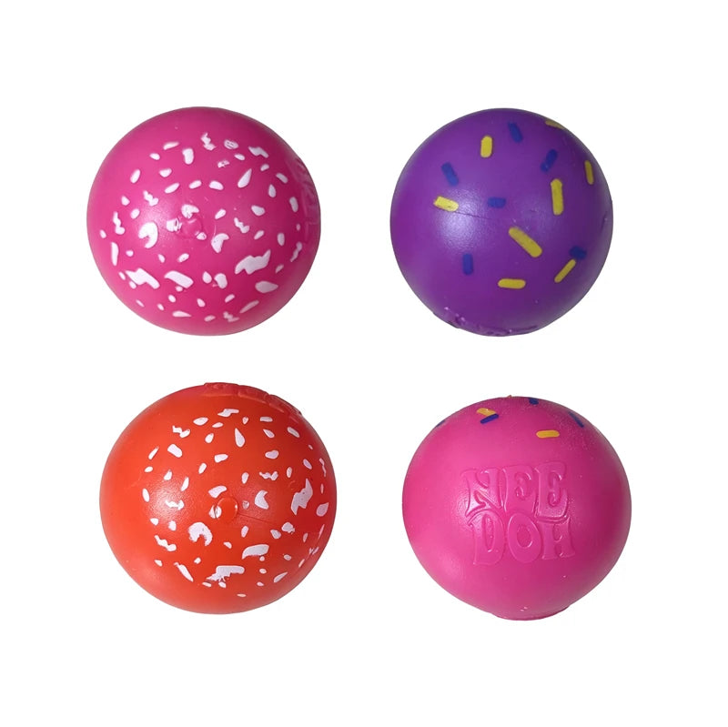 Schylling Needoh Dohnut Holes 6Pcs 4 Pack Mini Doughnut Squish Balls Squeeze Fidget Stress Desk Toy Anti Anxiety Sensory Gift