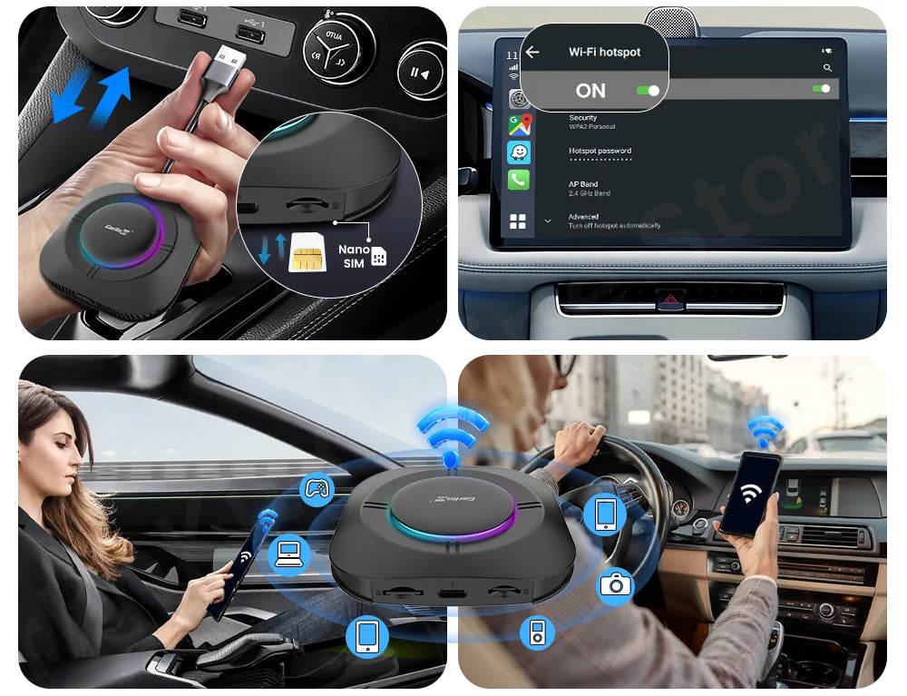 Carlinkit S2 Android 13 Tv Box SM6115 8 Core Carplay Wireless Android auto Support Youtube Netfilx IPTV Spotify Physical Switch