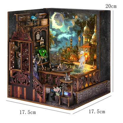 DIY Book Nook Kit Miniature Wooden 3D Puzzle Bookshelf Dollhouse Model Bookend Building Home Decoration For Christmas Gift