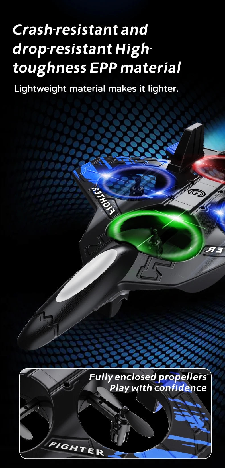 L101 RC Foam Airplane 2.4G RC Fighter Stunt Tumbling Helicopter with LED Colored Lights Airplane Model Toy