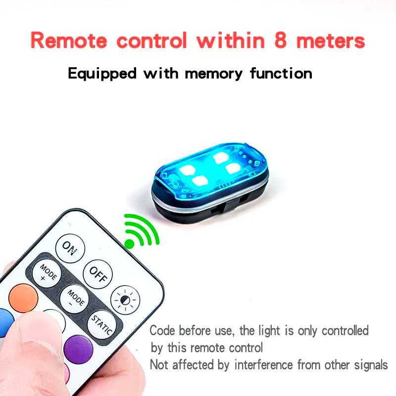 Rechargeable Wireless Light Aircraft Airplane Helicopter Warning Lights RGB Led Motorcycle Strobe lights LED Flash Light