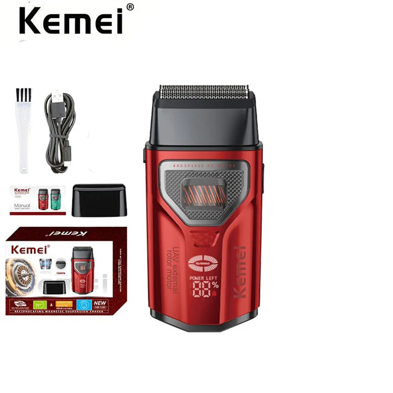 Kemei T299 Professional Barber Foil Shaver Bald Head Reciprocating Razor External Rotor Brushless Motor Beard Trimmer for Men