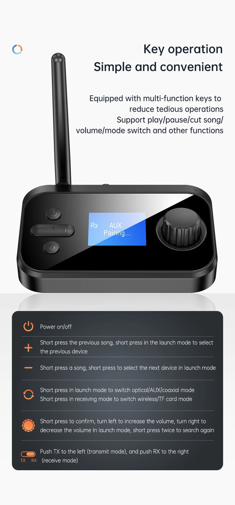 6 in 1 Long Range Bluetooth 5.1 Audio Transmitter Receiver RCA 3.5mm AUX USB Dongle Stereo Wireless Adapter For PC TV Headphones