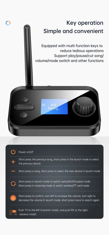 6 in 1 Long Range Bluetooth 5.1 Audio Transmitter Receiver RCA 3.5mm AUX USB Dongle Stereo Wireless Adapter For PC TV Headphones