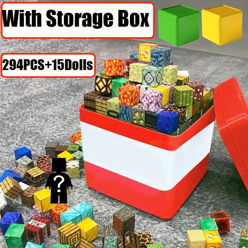 16cm Big Storage Box Magnetic Building Blocks Mine Magnet World Set Puzzle Toys For Kids Montessori Sensory Cubes Birthday Gifts