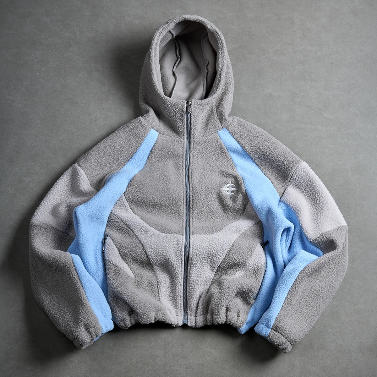 American Style Patchwork Polar Fleece Hooded Jacket Men Autumn Winter Warm Oversized Coat High Street Hip Hop Streetwear Man
