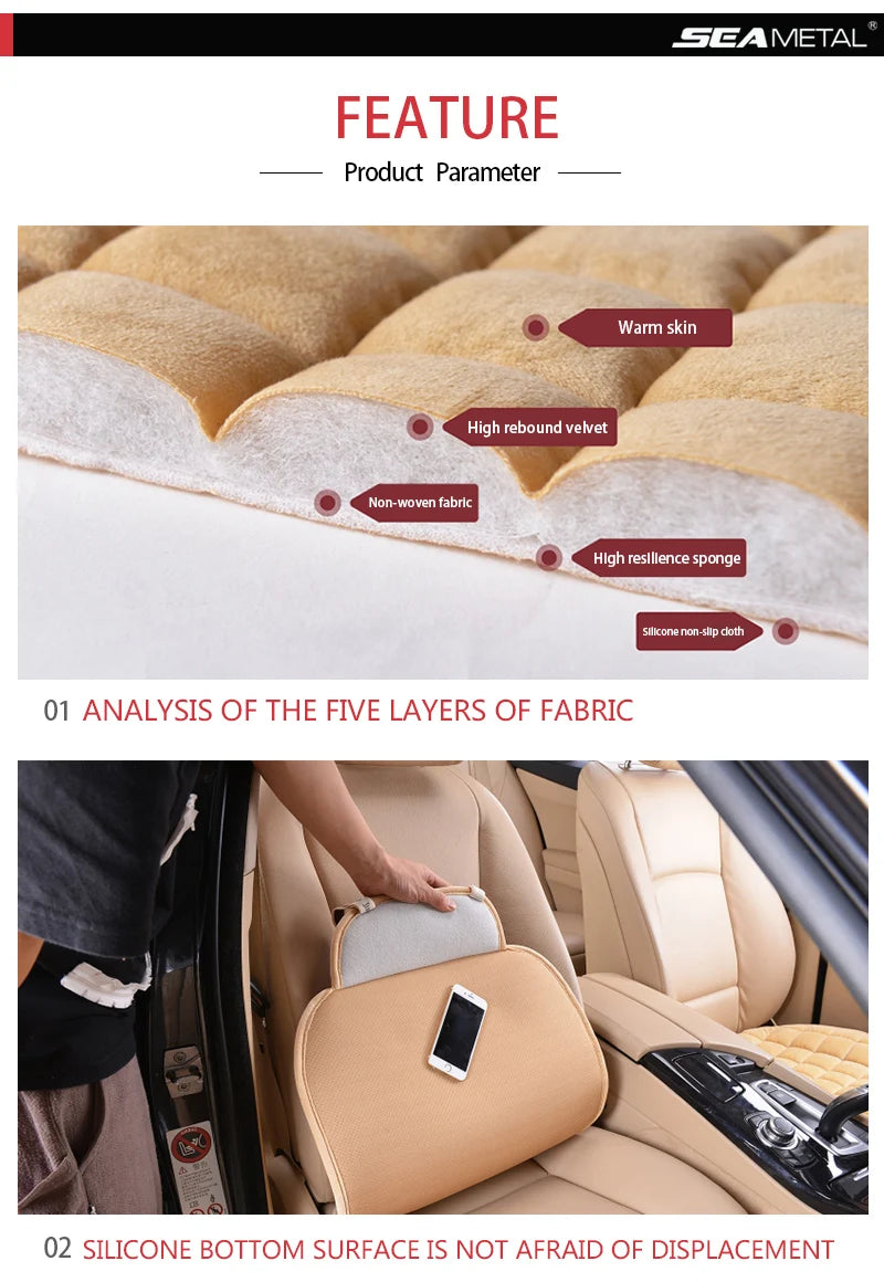 SEAMETAL Winter Car Seat Cover Soft Warm Car Seat Cushion Universal Plush Interior Protector Mat Auto Seats Cover Accessories