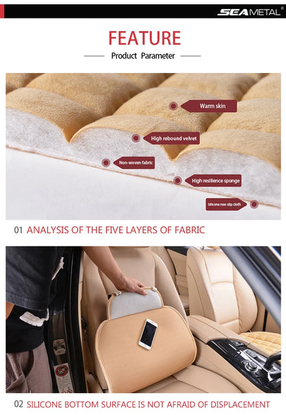 SEAMETAL Winter Car Seat Cover Soft Warm Car Seat Cushion Universal Plush Interior Protector Mat Auto Seats Cover Accessories