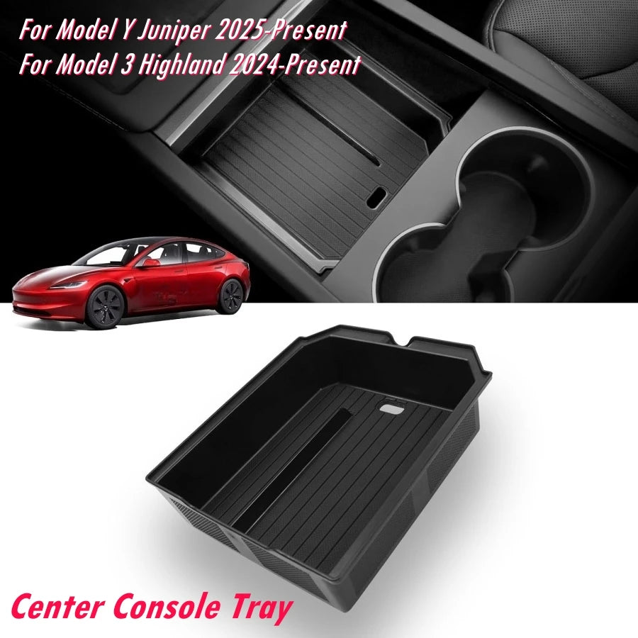 For Tesla Model Y 2025 2026 Center Console Organzier Tray Model 3 Highland 24-26 Armrest Box Hidden Storage Box Cup Holder