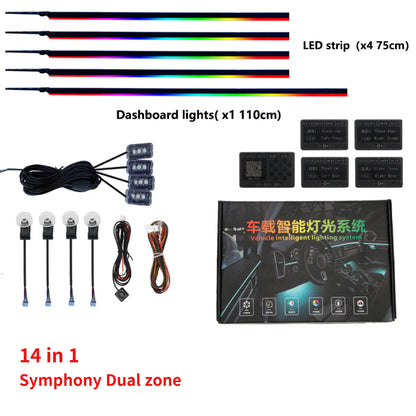 22in1 Symphony Streamer  Car Ambient Lights  Full Color Universal LED Interior Hidden Acrylic Strip Symphony Atmosphere Lamp