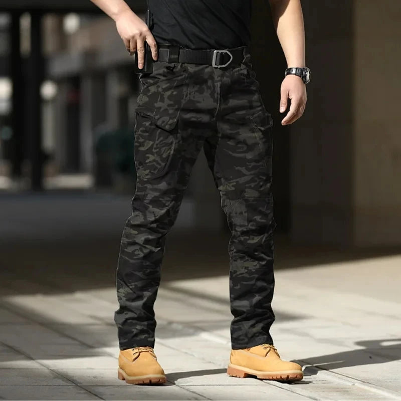 Men'S Tactical Cargo Pants - Softshell, Stretchy Fabric, Multiple Pockets, Button Fly, No Belt, All-Season Outdoor Training Pant