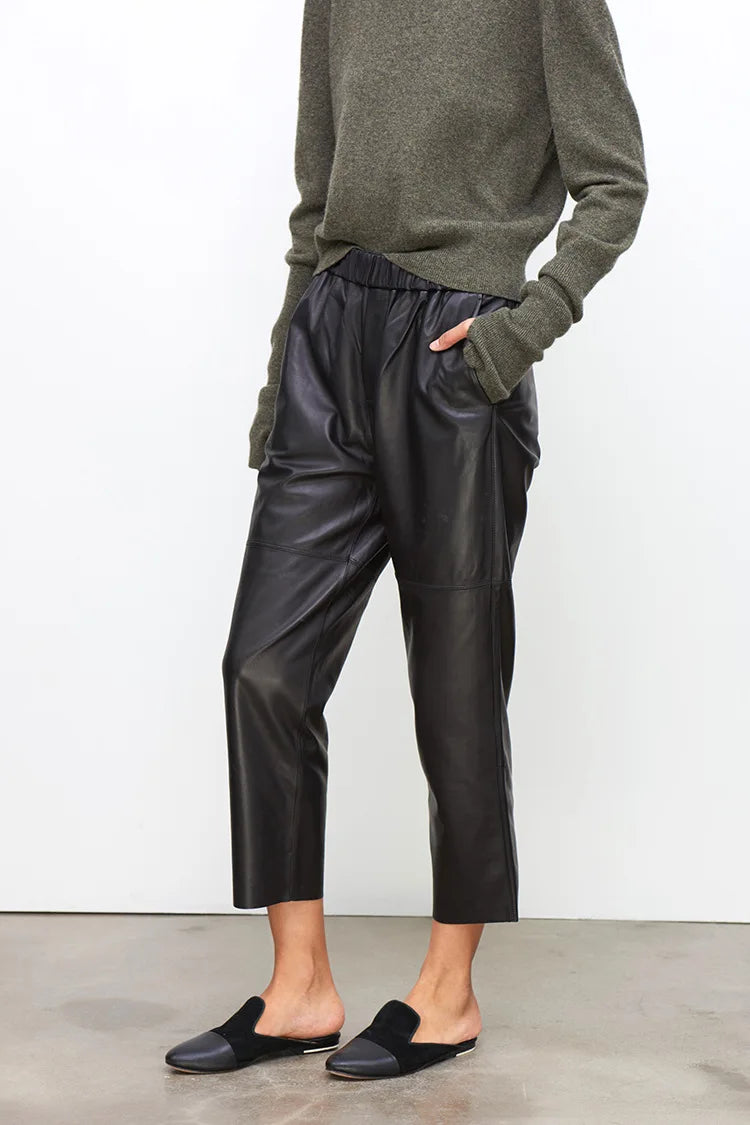 2026 New Streetwear Plus Size Pants Y2k Fashion Genuine Leather Harem Pants Women Real Sheepskin Trousers High Elastic Waist