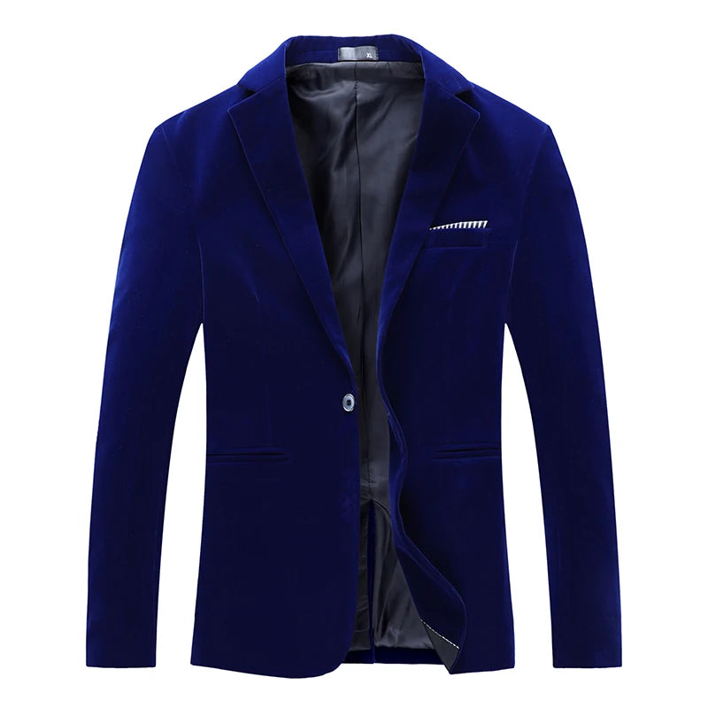 Plus Size 5XL-M Autumn Winter Velvet Men Suit Jacket Fashion Men's Wedding Dress Jacket Casual Slim Blazer Formal Evening Dress