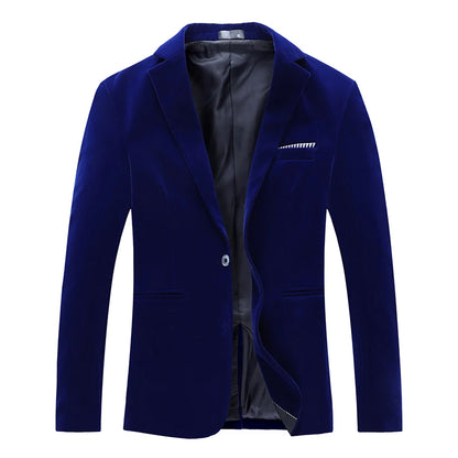 Plus Size 5XL-M Autumn Winter Velvet Men Suit Jacket Fashion Men's Wedding Dress Jacket Casual Slim Blazer Formal Evening Dress