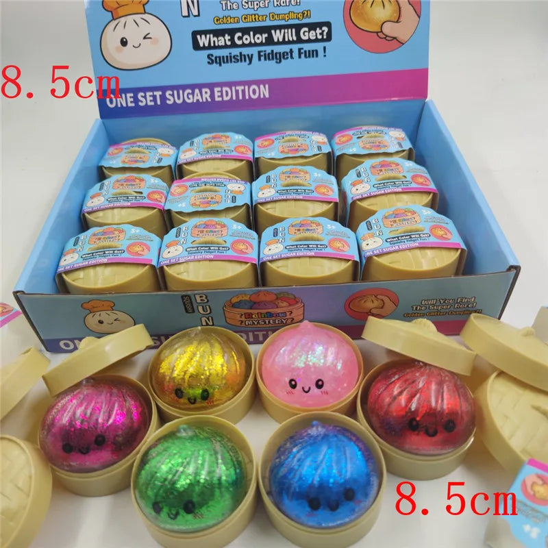 5.5/8.5cm Stress 1-12Pcs Dumpling Squash Toy Dampaline Squishy with Box Dumplings Sensory Squeeze Toy for  Relief Gift Birthday