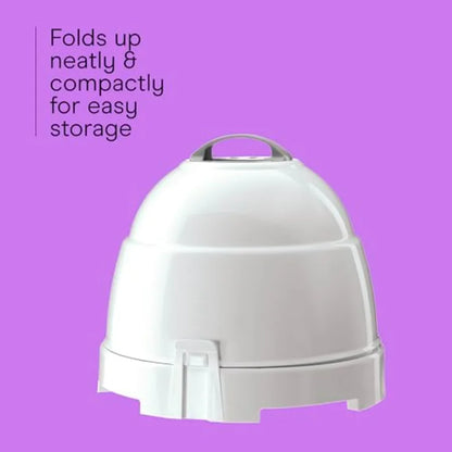 Bonnet hair dryer for salon use, ionic plastic white model with 2 heat settings, adjustable height, extra-large hood, 1875W pow