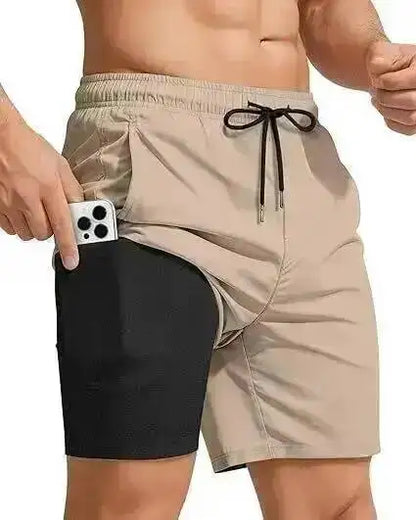 Black 2026 Summer Men's Swimming Trunks Compression Liner Quick Dry Pockets Board Shorts Sports Surfing Beach Swim Trunks LYZ065
