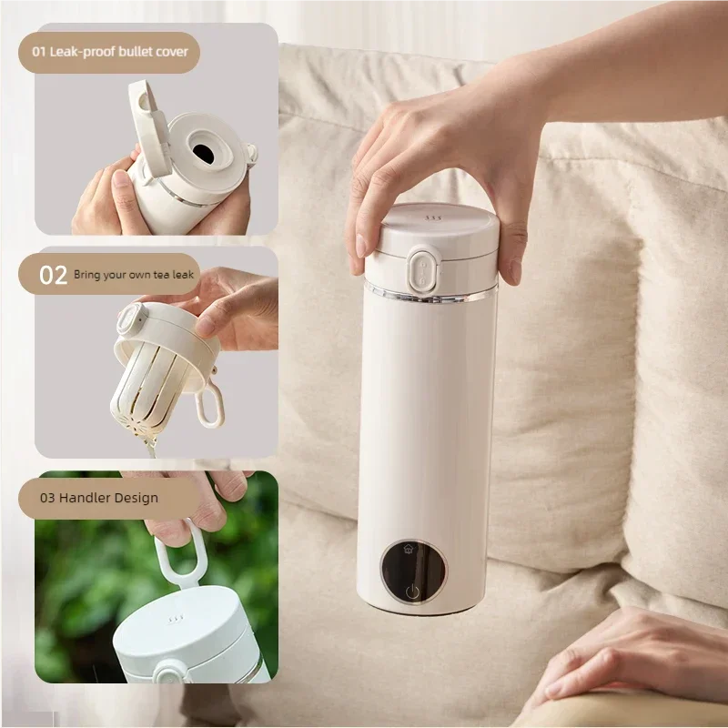 JFBONIN Portable Hinged Lid Electric Water Kettle Home Milk Temperature Adjusting Pot Quick Heating Stainless Steel Tea Maker