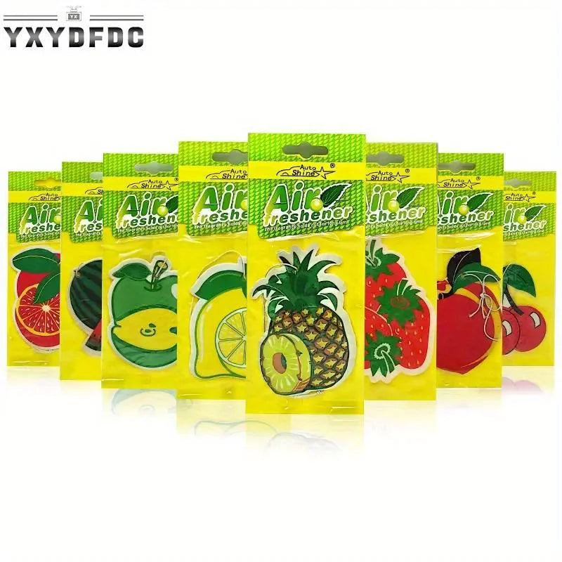 3-80pcs Fruit Car Air Freshener Natural Aromatherapy Tea Paper Hanging Perfume Vanilla Auto Parts Interior