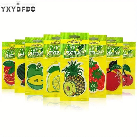 3-80pcs Fruit Car Air Freshener Natural Aromatherapy Tea Paper Hanging Perfume Vanilla Auto Parts Interior