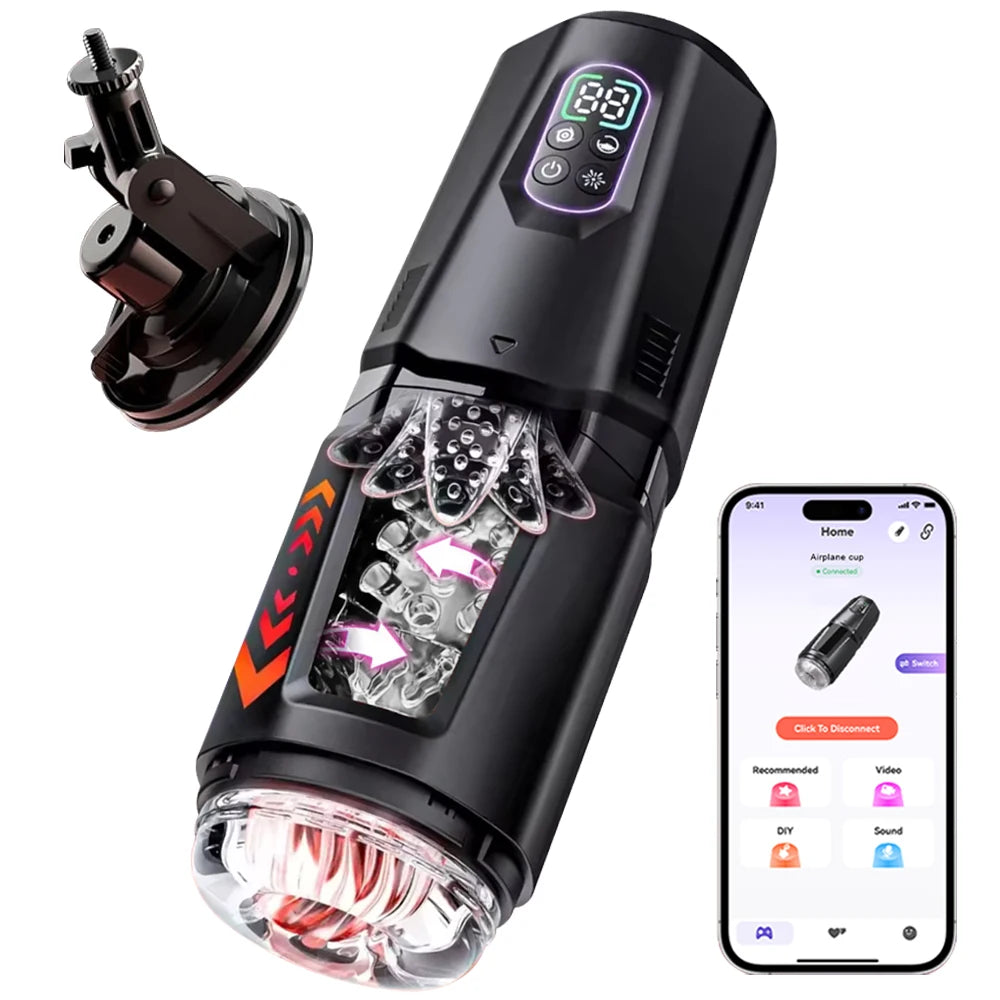 Automatic 360 ° Rotating Thrusting Male Masturbator Licking Penis Vibrator LCD Display Stroker Pocket Pussy Sex Toys for Men