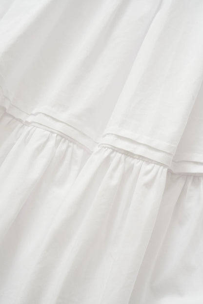 FARVEV Women's Casual Gored Skirt Dress V-neck Sleeveless Pleated Waist-cinched Midi Dress Cotton Spring Autumn Winter
