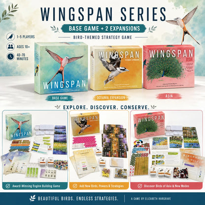 Wingspan Board Game Series, Bird Strategy Engine Building Game with Base Set and Expansions, Family Game Night, English Version