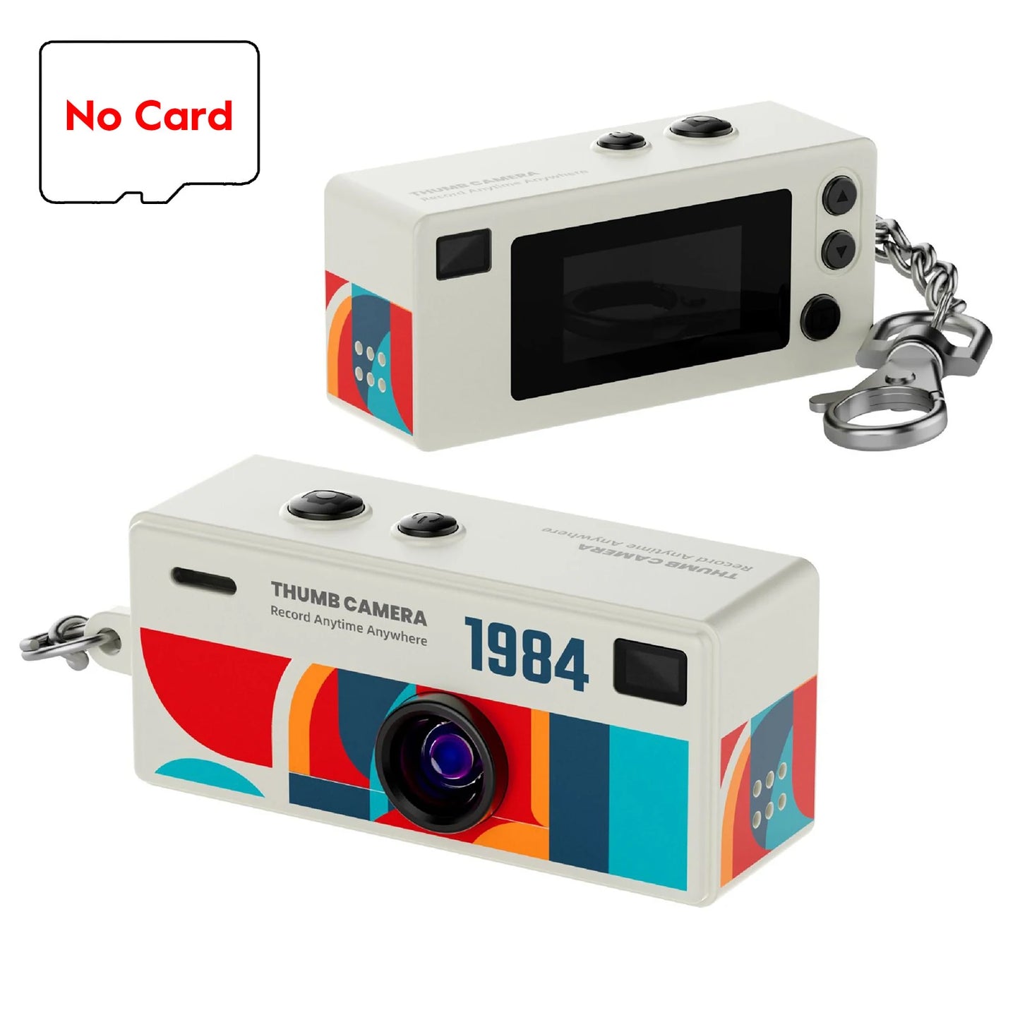 Thumb Keychain Camera 0.96 Inch Retro Mini Action Cameras 1080P Mini Camcorder Audio Video Recorder Support Memory Card for VLOG