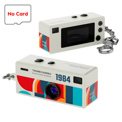 Thumb Keychain Camera 0.96 Inch Retro Mini Action Cameras 1080P Mini Camcorder Audio Video Recorder Support Memory Card for VLOG