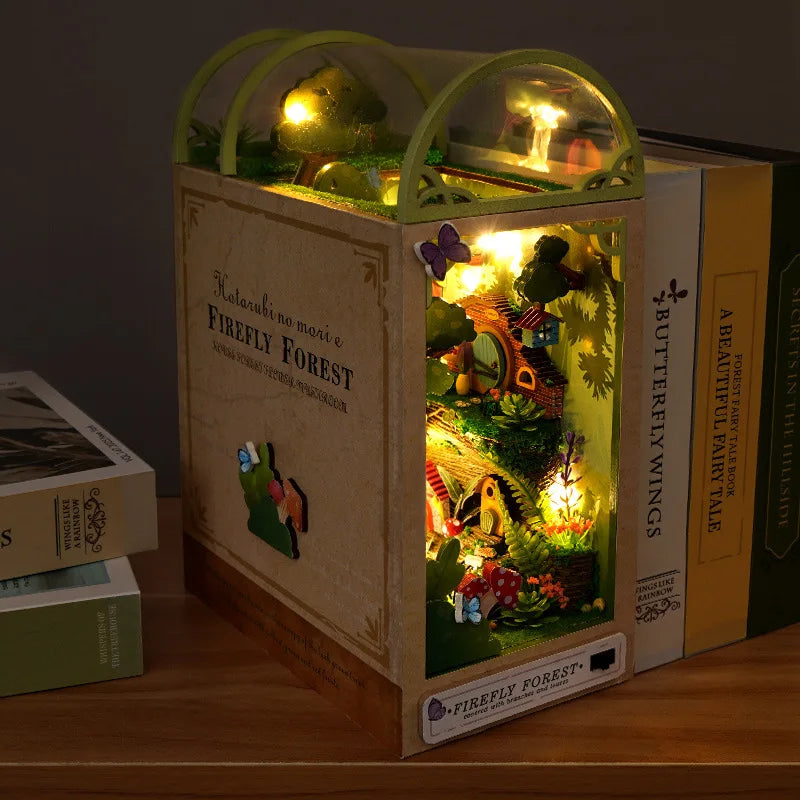 TC16/TC18/TC35/TC36/TC39 DIY Wooden Book Nook Shelf Insert Kit Bookshelf Forest House Dollhouse Bookend Toys Girls Xmas Gifts