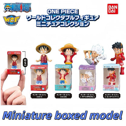 Bandai Genuin One Piece Gashapon Monkey D Luffy Nika Gear 5 Mini Figure Boxed Micro Scale Model Desktop Ornament Anime Collector