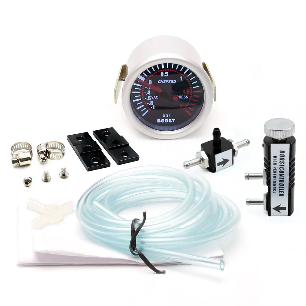 CNSPEED 2 "52mm Turbo Boost Gauge -1-2 Bar Car Smoke Len With Adjustable Auto Turbo Boost Controller Kit 1-30 PSI