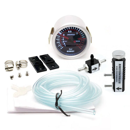 CNSPEED 2 "52mm Turbo Boost Gauge -1-2 Bar Car Smoke Len With Adjustable Auto Turbo Boost Controller Kit 1-30 PSI