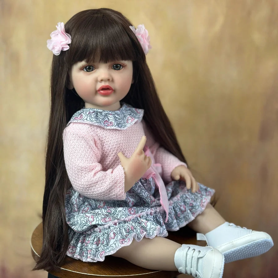 BZDOLL 55cm Full Body Soft Vinyl Reborn Doll Baby 22inch Lifelike Princess Toddler Bebe Girl Bath Toy Lovely Birthday Gift for Kids