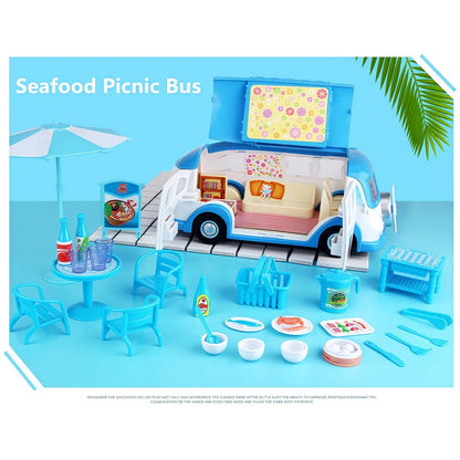 DIY Doll House for LOL Dolls Convertible Picnic Car & Bus Cute Miniatures Dollhouse Birthday Gift for Girls
