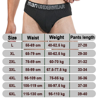 4pcs Mens Briefs Underpants Loose Plus Size Briefs Mid Waist Black Gray Sports Underwear Heavyweight Boys Breathable Panties 6XL