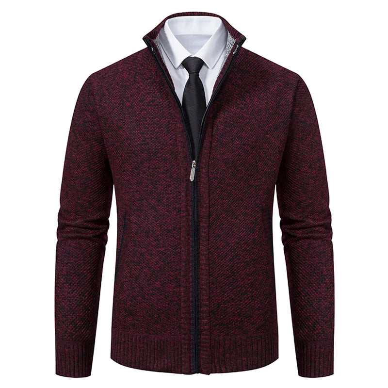 Product Name: Men's Knit Cardigan Sweater, Formal & Casual Outfit - Easy-Care Everyday Sweater Jacket, Winter Stand-Up Collar Fl
