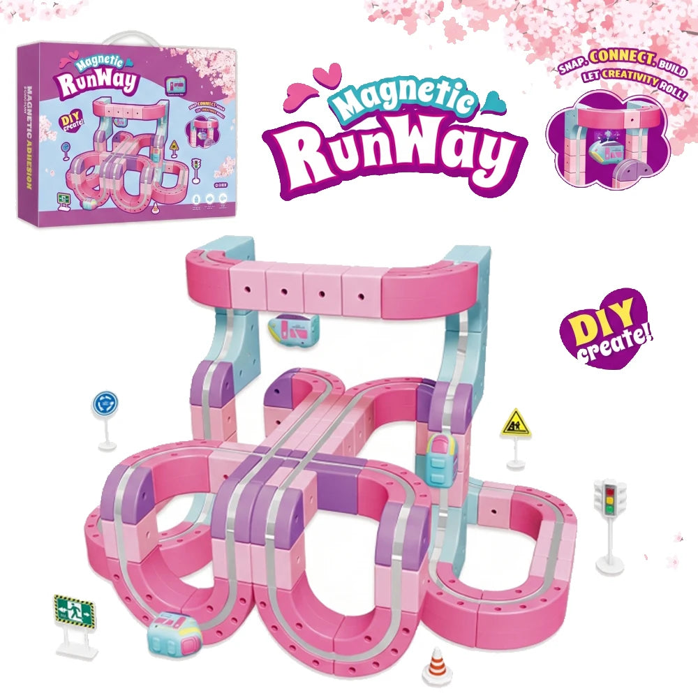 Creative DIY Building Blocks Magnetic Electric Train Set Anti Gravity High-Speed Train Vehicle STEM Educational Toy for Girls