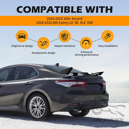 Sport Rear Trunk Spoiler Wing For Toyota Camry 2018 2019 2020 4 Door Sedan Glossy Black ABS Carbon Fiber