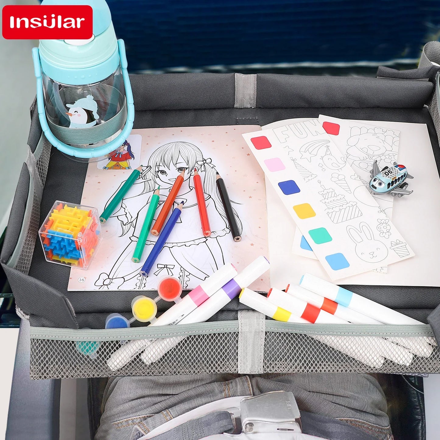 Portable Travel Painting Tray for Kids Folding Drawing Whiteboard Multi-functional Storage Table Set Boys Girls on Planes Trains