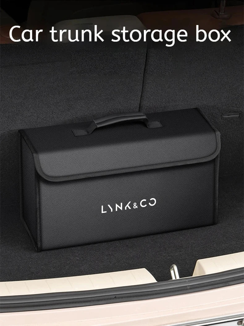 Car Trunk Storage Box Fit For LYNK&CO 01 02 03 05 06 07 08 09 10 Z10 Z20 900 2024 2025 Storage Bag Leather Car Trunk Tool Box